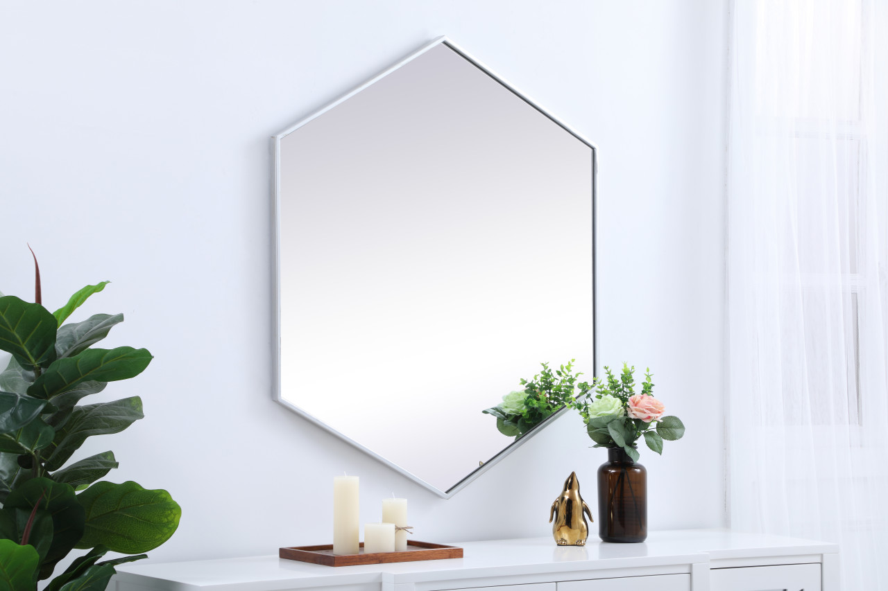 Elegant Decor MR4538S Eternity Metal frame hexagon mirror 38 inch in Sliver