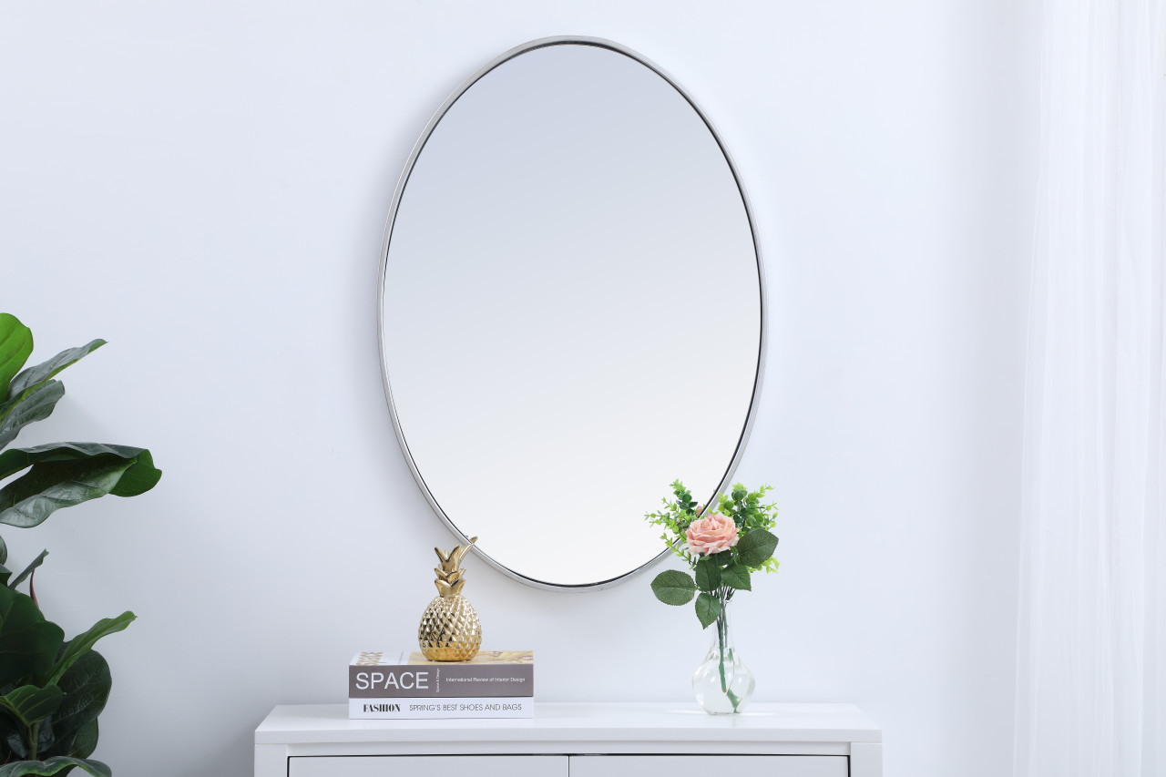 Elegant Decor MR4624S Eternity Metal frame oval mirror 34 inch in Sliver