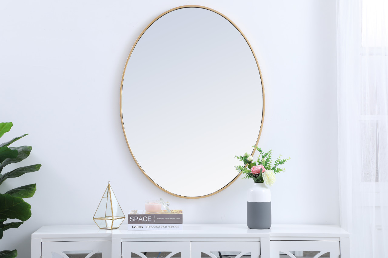 Elegant Decor MR4630BR Eternity Metal frame oval mirror 40 inch in Brass