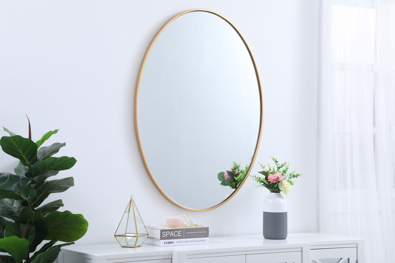 Elegant Decor MR4630BR Eternity Metal frame oval mirror 40 inch in Brass