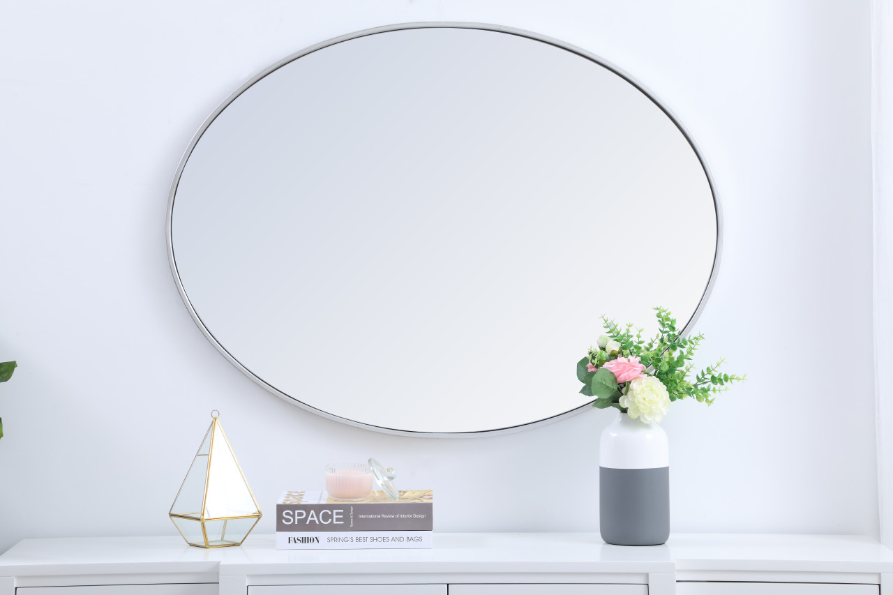 Elegant Decor MR4630S Eternity Metal frame oval mirror 40 inch in Sliver