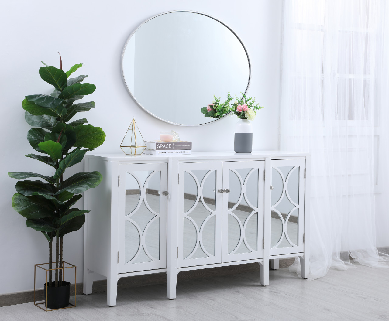 Elegant Decor MR4630S Eternity Metal frame oval mirror 40 inch in Sliver