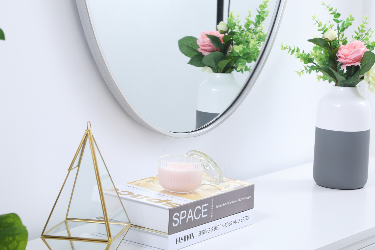 Elegant Decor MR4630S Eternity Metal frame oval mirror 40 inch in Sliver