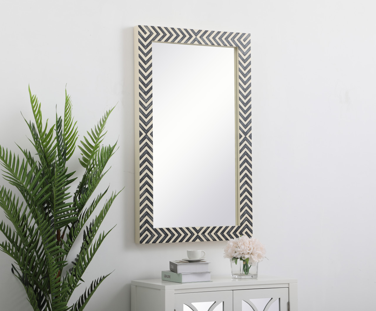 Elegant Decor MR52440 Colette Rectangle mirror 24 inch in Chevron