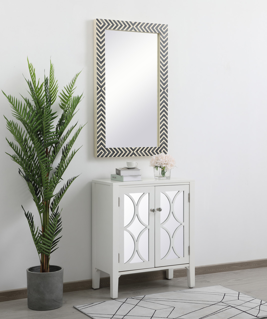 Elegant Decor MR52440 Colette Rectangle mirror 24 inch in Chevron