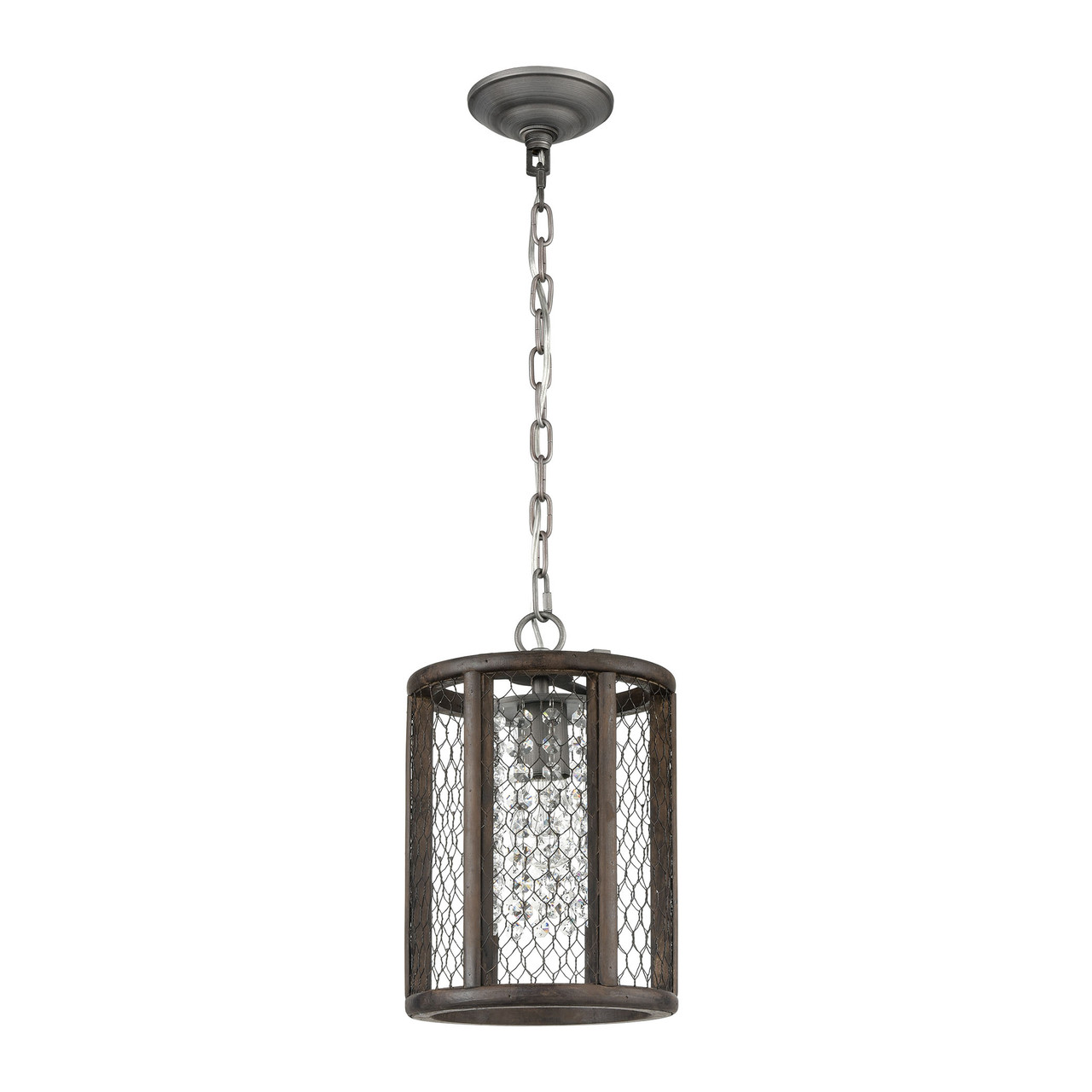 ELK HOME D4327 Renaissance Invention 1-Light Mini Pendant in Aged Wood and Wire - Long