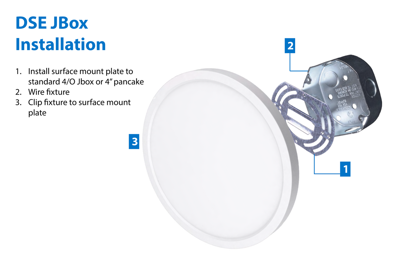 NICOR DSE821205KRDWH DSE8 Round 8-inch Edge-Lit LED Surface Mount Downlight, 5000K