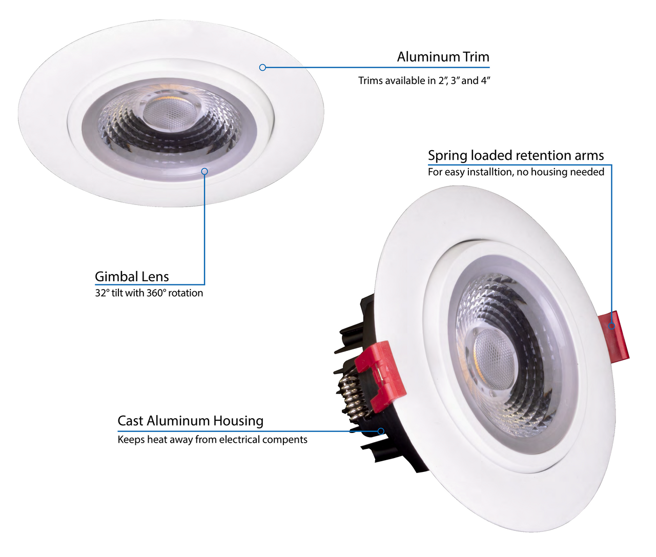 NICOR DGD411205KRDWH 4-inch LED Gimbal Recessed Downlight in White, 5000K