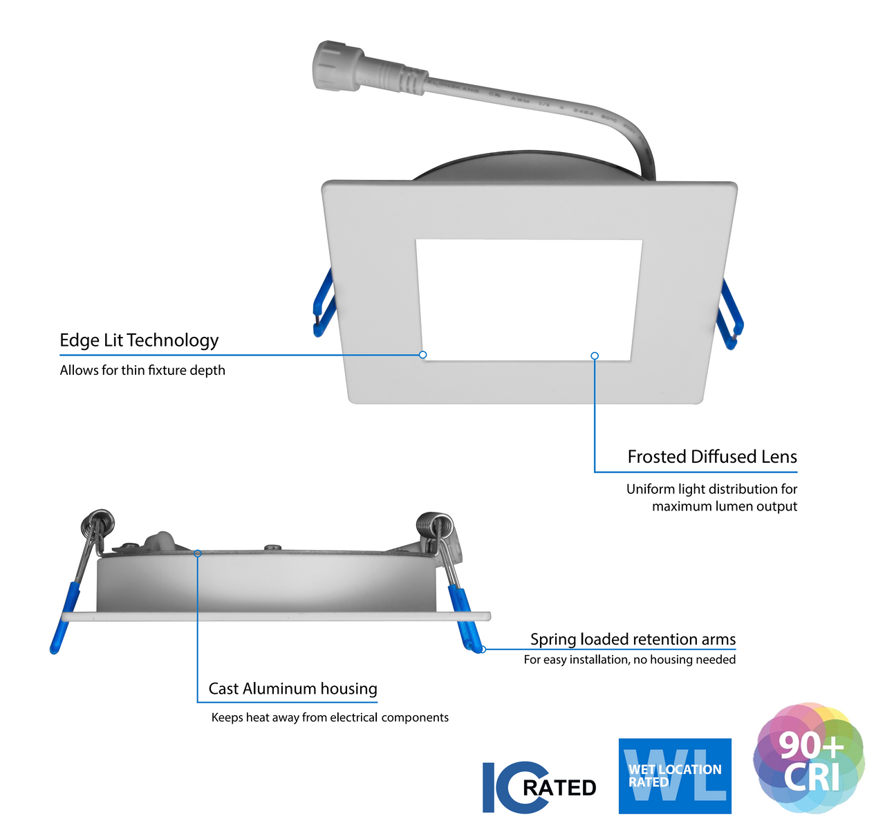 NICOR DLE621202KSQAC DLE6 Series 6 in. Square Aged Copper Flat Panel LED Downlight in 2700K