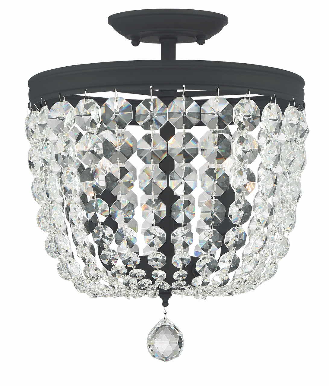 CRYSTORAMA 783-BF-CL-MWP Archer 3 Light Crystal Black Forged Ceiling Mount