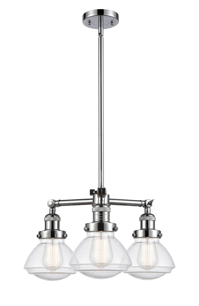 INNOVATIONS LIGHTING 207-PC-G324-LED Olean 3 Light Chandelier, Polished Chrome