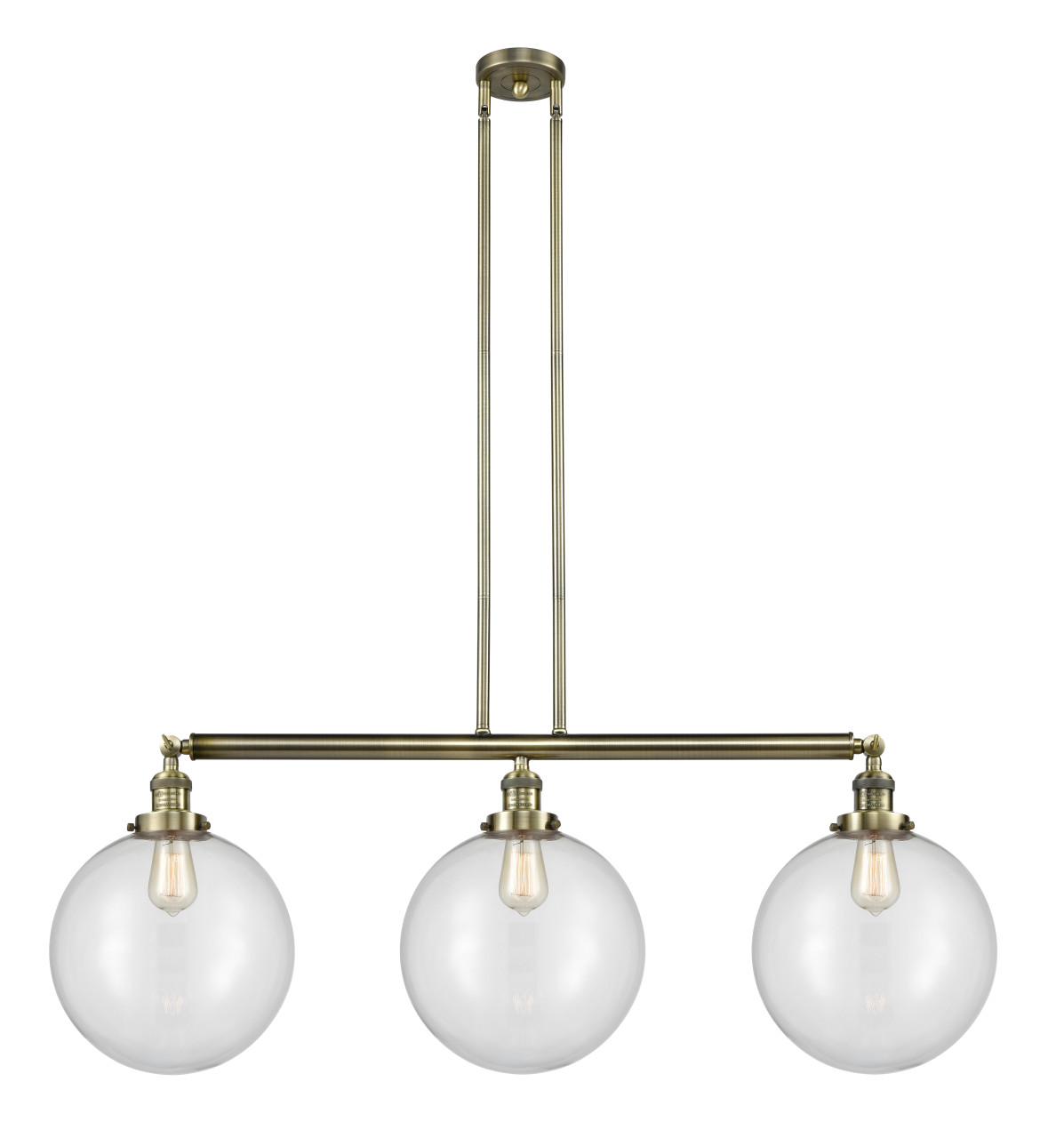 INNOVATIONS LIGHTING 213-AB-G202-12-LED XX-Large Beacon 3 Light Island Light, Antique Brass