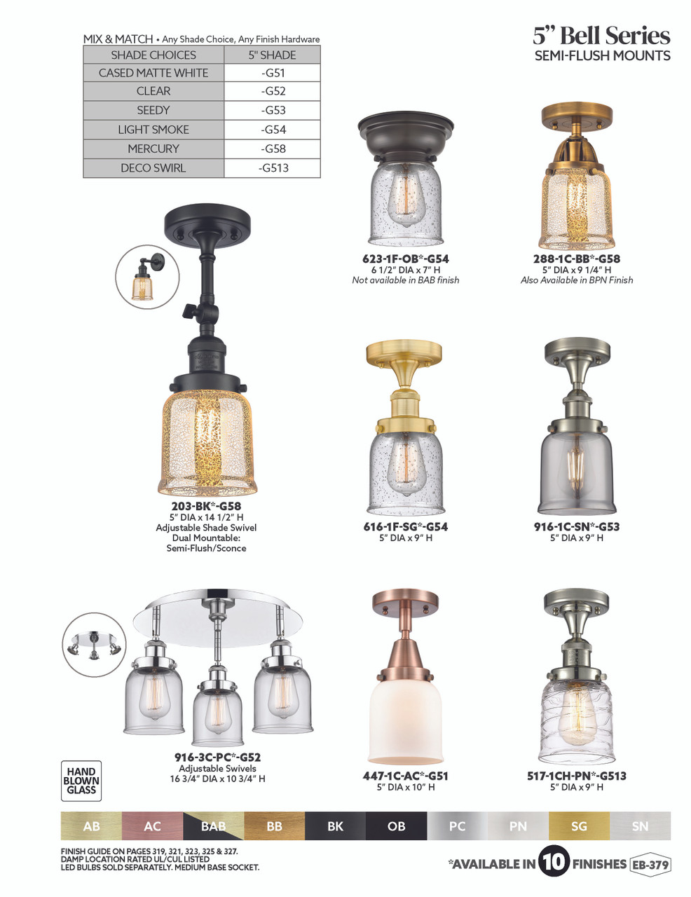 INNOVATIONS LIGHTING 623-1F-SG-G51 Small Bell 1 Light Flush Mount