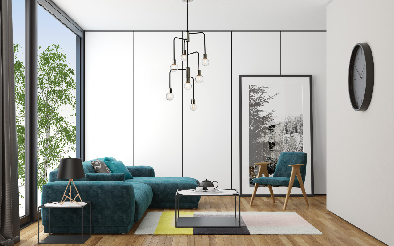 Z-LITE 621-7MB-PN 7 Light Chandelier,Matte Black + Polished Nickel