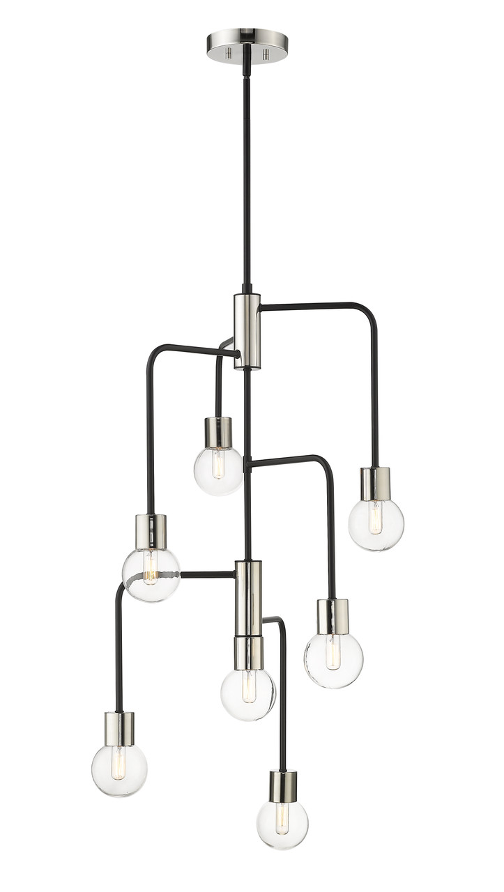 Z-LITE 621-7MB-PN 7 Light Chandelier,Matte Black + Polished Nickel