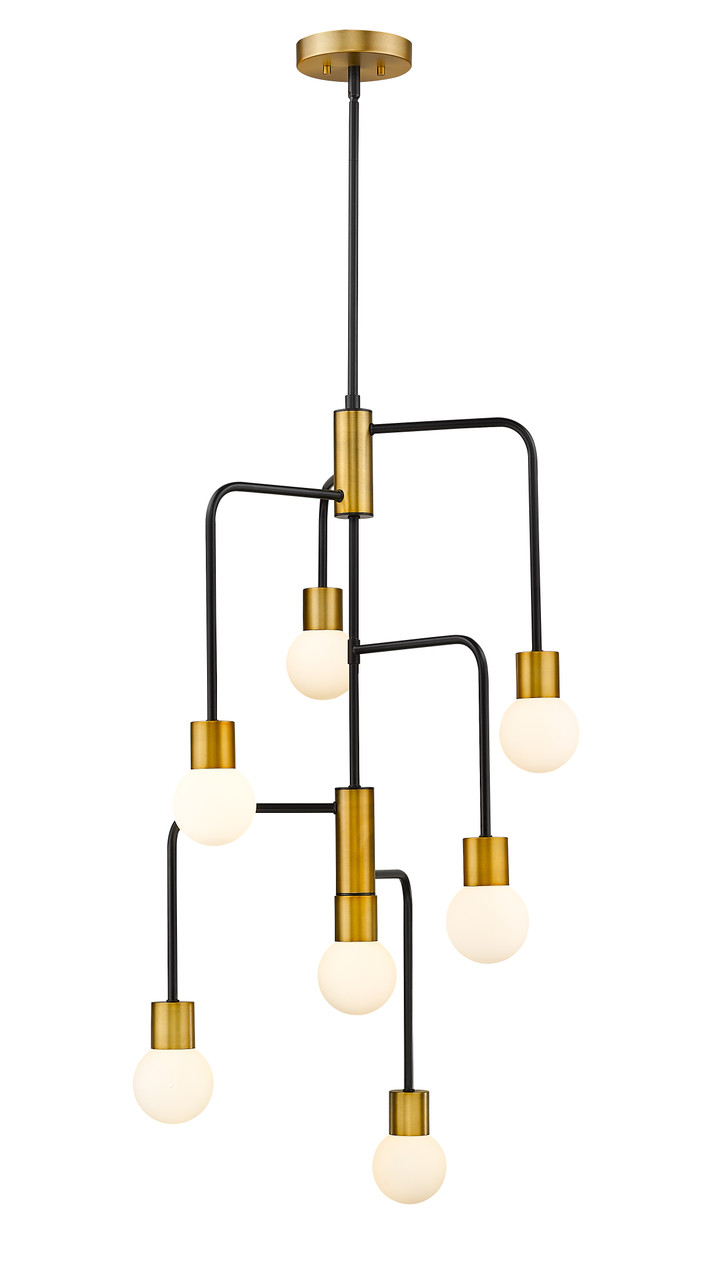 Z-LITE 621-7MB-FB 7 Light Chandelier,Matte Black + Foundry Brass