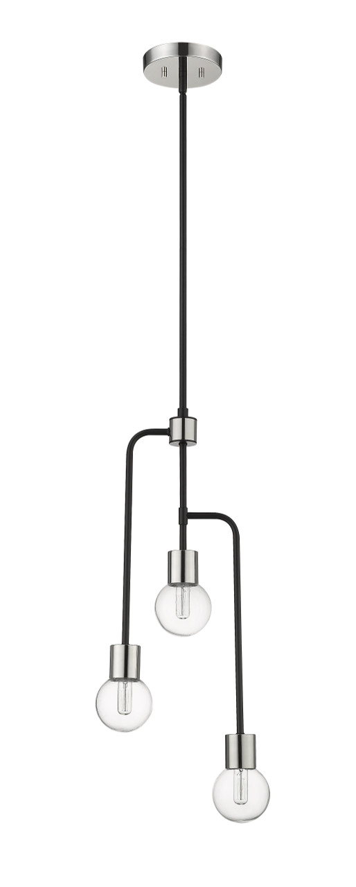 Z-LITE 621-3MB-PN 3 Light Chandelier,Matte Black + Polished Nickel