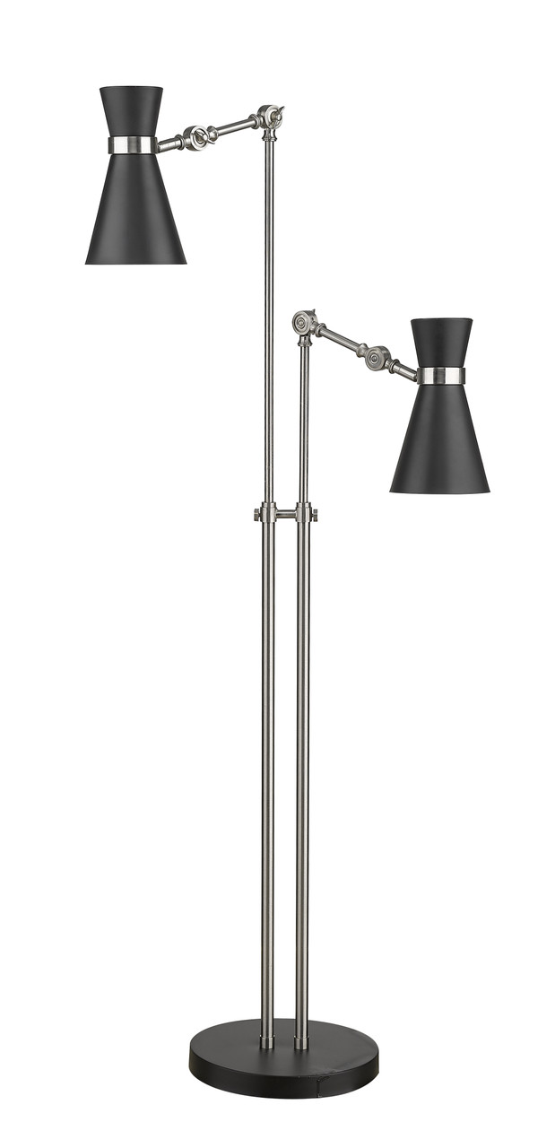 Z-LITE 728FL-MB-BN 2 Light Floor Lamp,Matte Black + Brushed Nickel