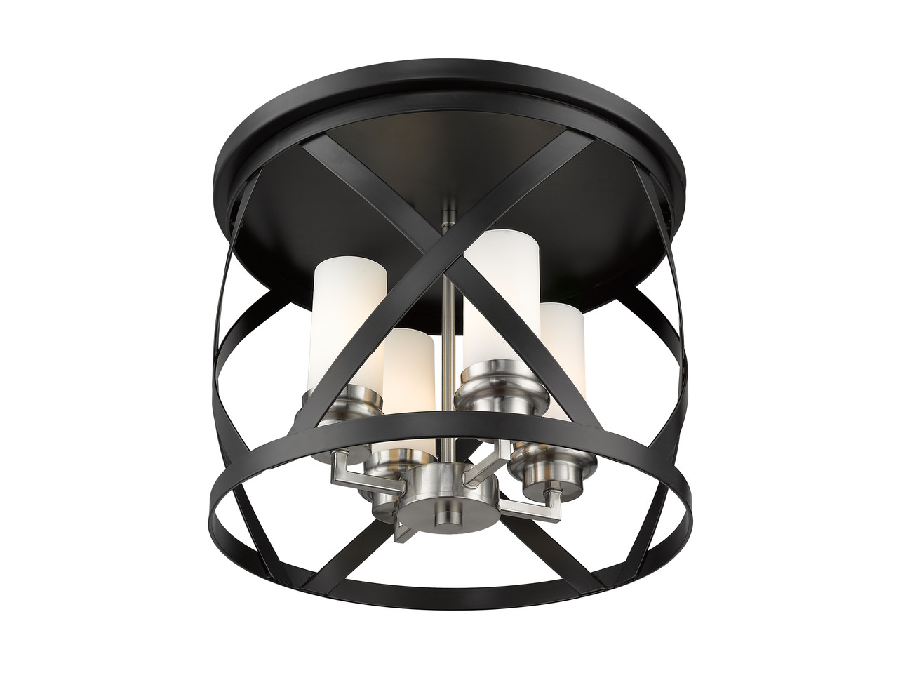 Z-LITE 481F16-MB-BN 4 Light Flush Mount,Matte Black + Brushed Nickel