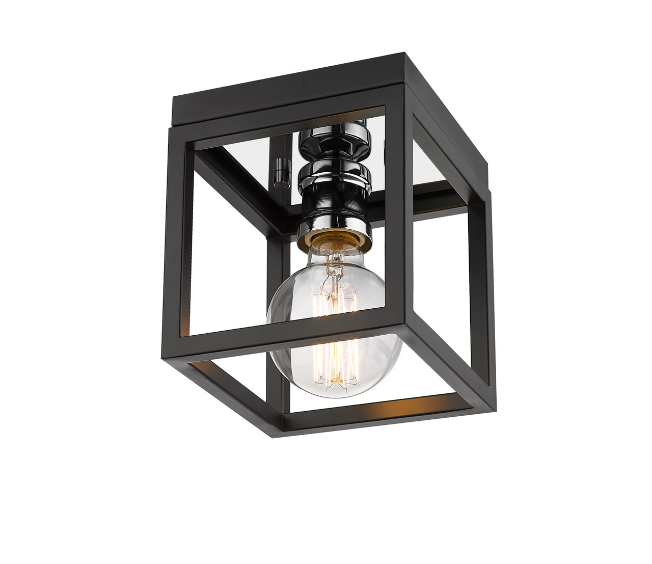 Z-LITE 480F1-MB-CH 1 Light Flush Mount,Matte Black + Chrome