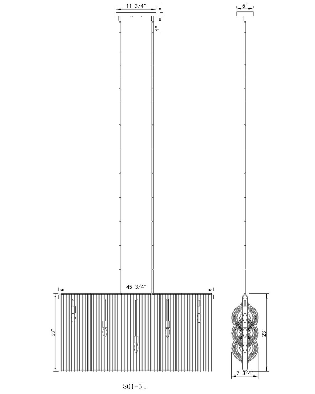 Z-LITE 801-5L-WH 5 Light Island/Billiard,White