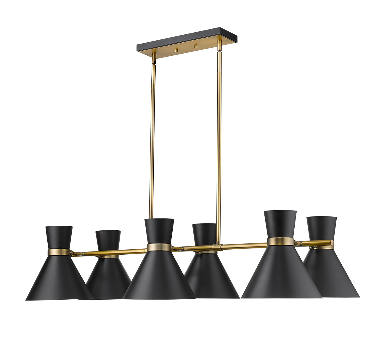Z-LITE 728-6L-MB-HBR 6 Light Island/Billiard,Matte Black + Heritage Brass
