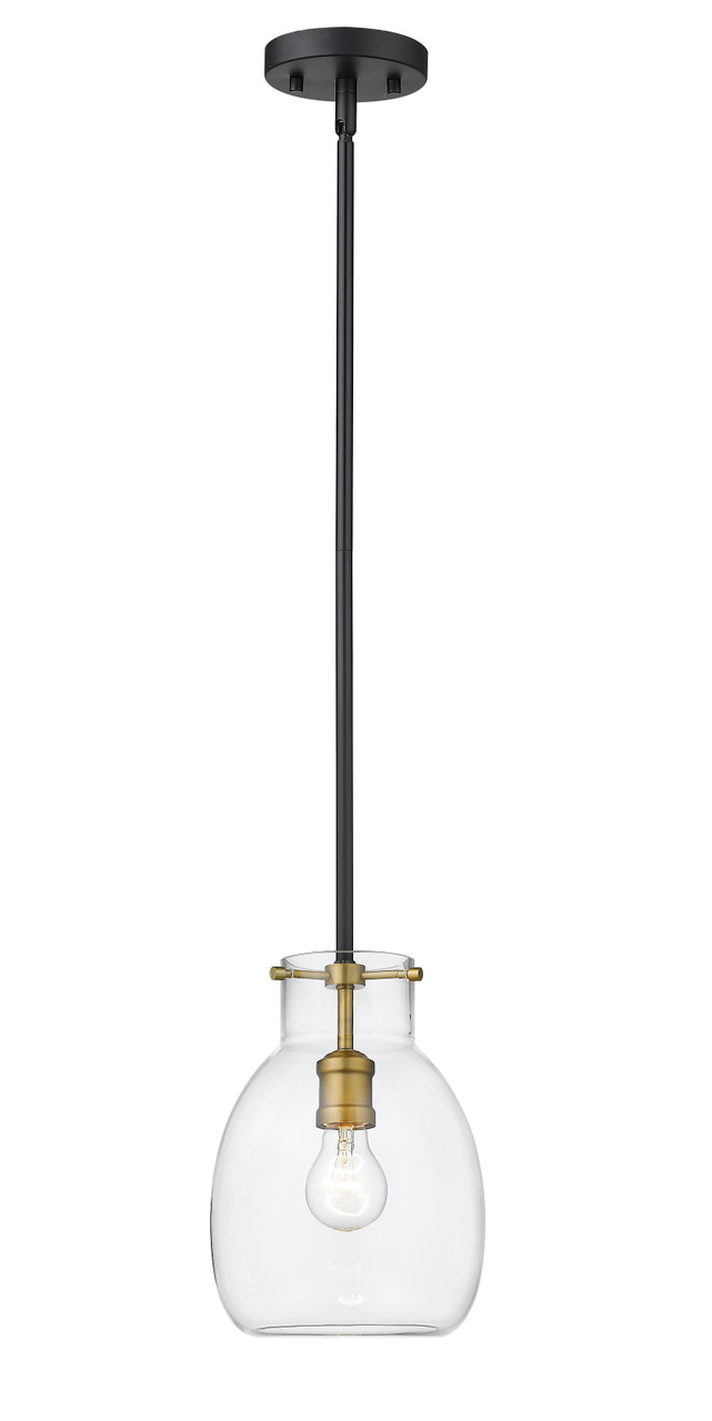 Z-LITE 476MP-ROD-MB-OBR 1 Light Mini Pendant,Matte Black + Olde Brass