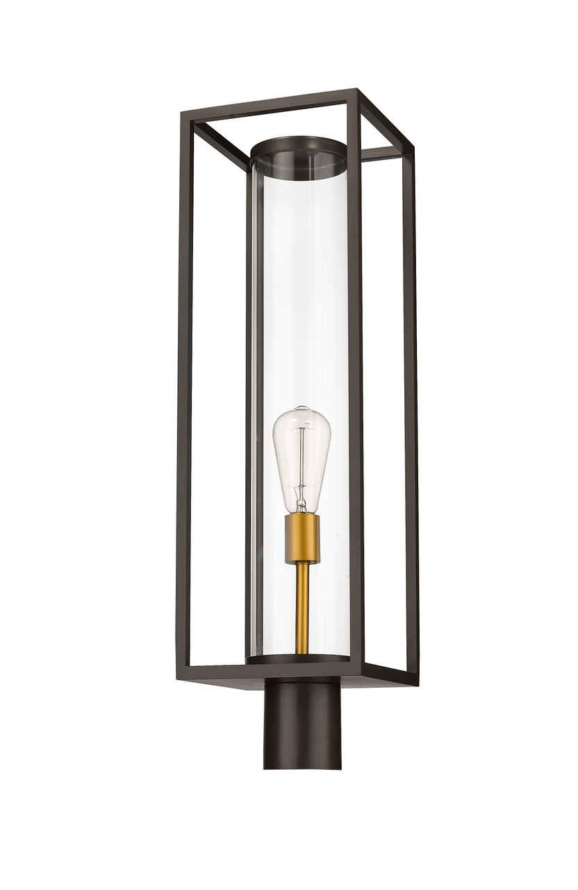 Z-LITE 584PHBR-DBZ-OBS 1 Light Outdoor Post Mount Fixture,Deep Bronze + Outdoor Brass