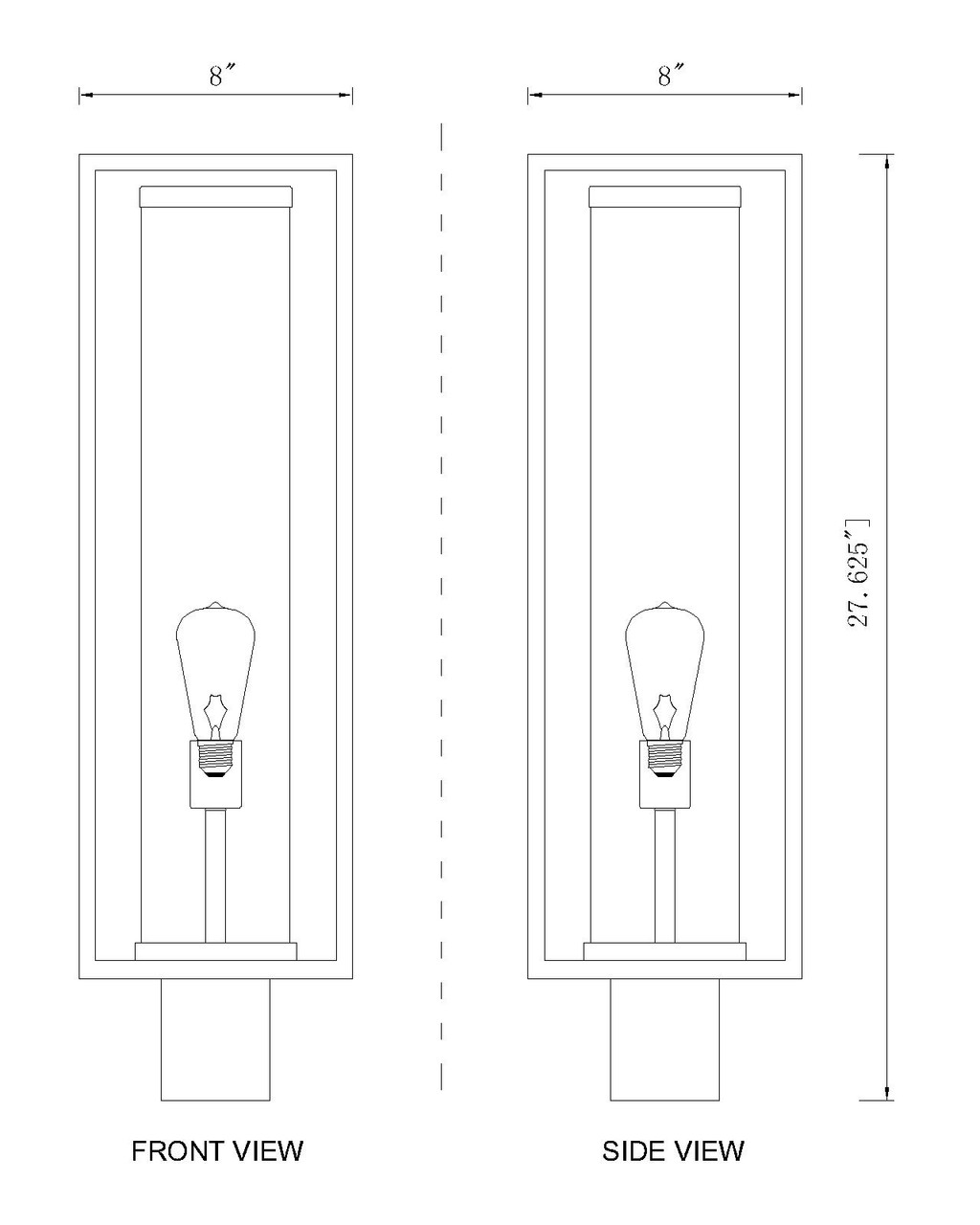 Z-LITE 584PHBR-BK 1 Light Outdoor Post Mount Fixture,Black