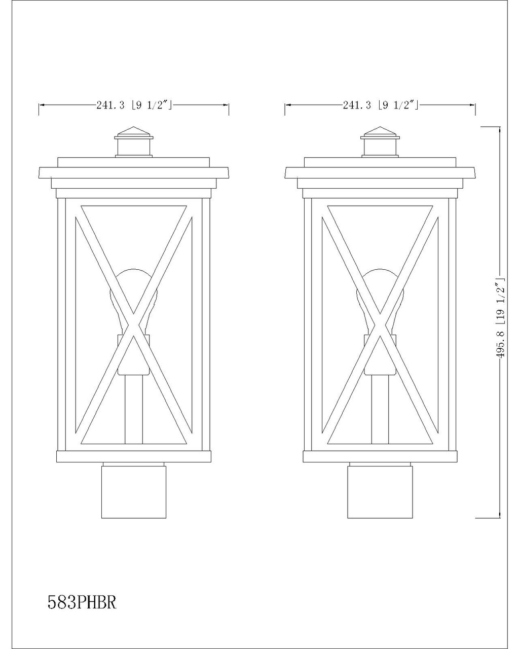 Z-LITE 583PHBR-BK 1 Light Outdoor Post Mount Fixture,Black