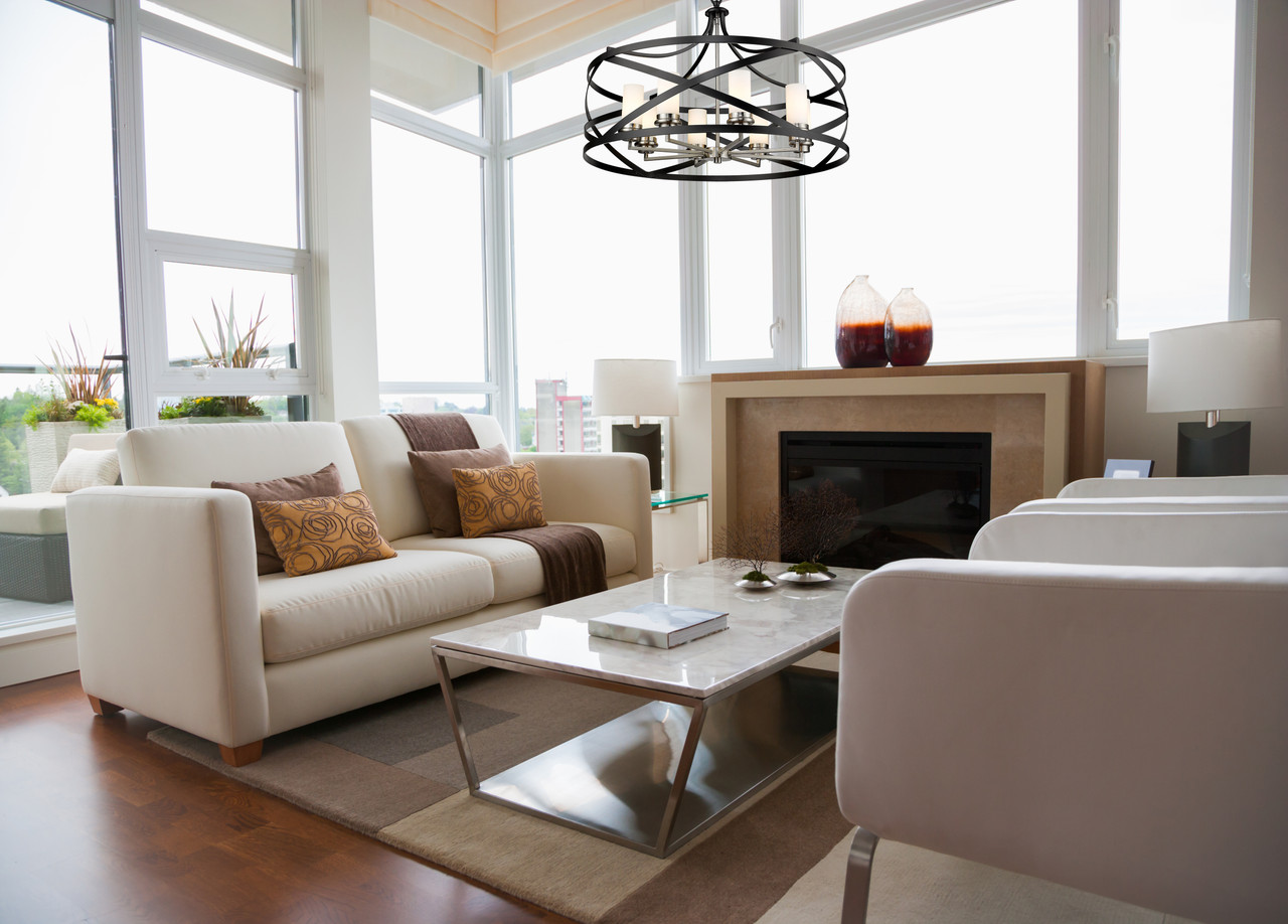 Z-LITE 481P30-MB-BN 8 Light Pendant,Matte Black + Brushed Nickel