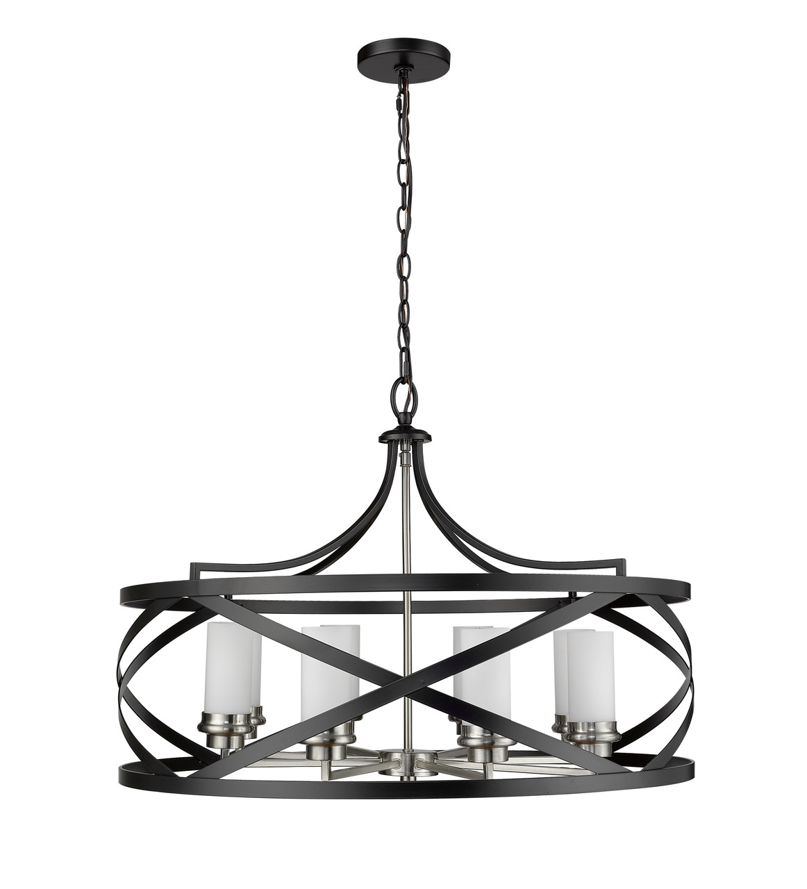 Z-LITE 481P30-MB-BN 8 Light Pendant,Matte Black + Brushed Nickel