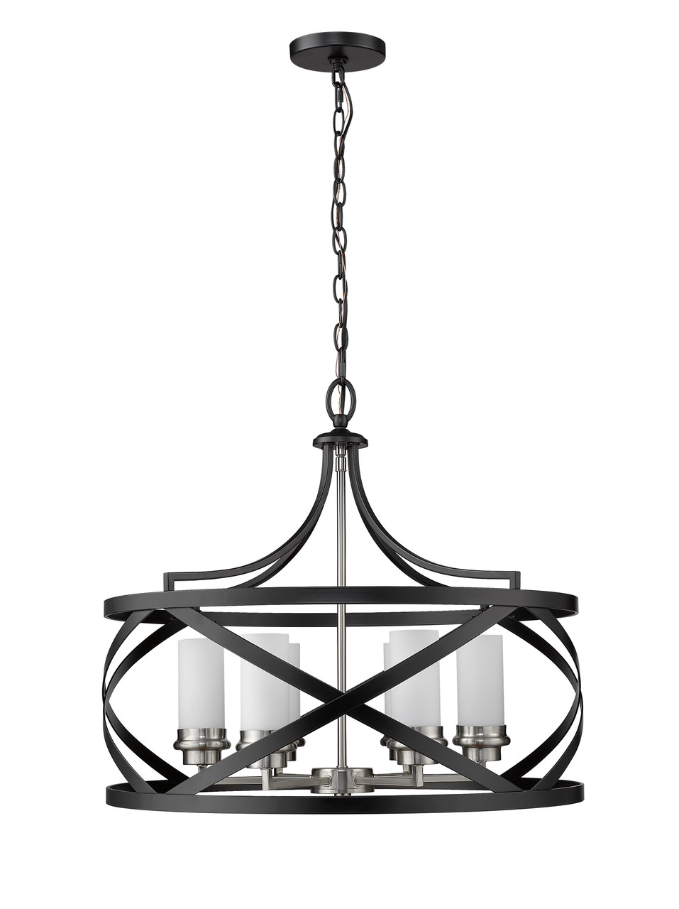 Z-LITE 481P24-MB-BN 6 Light Pendant,Matte Black + Brushed Nickel