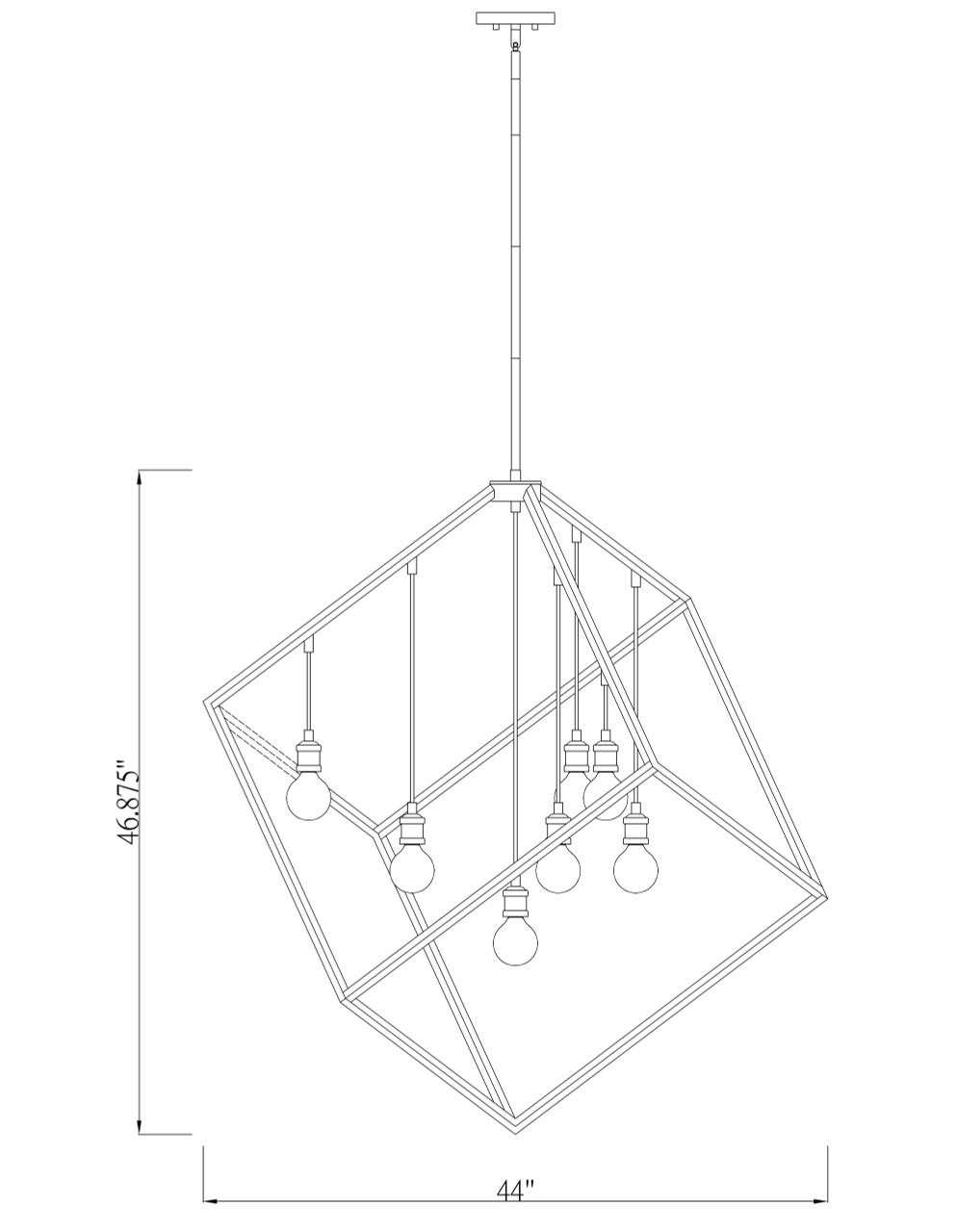 Z-LITE 478P44-MB-BN 7 Light Pendant,Matte Black + Brushed Nickel