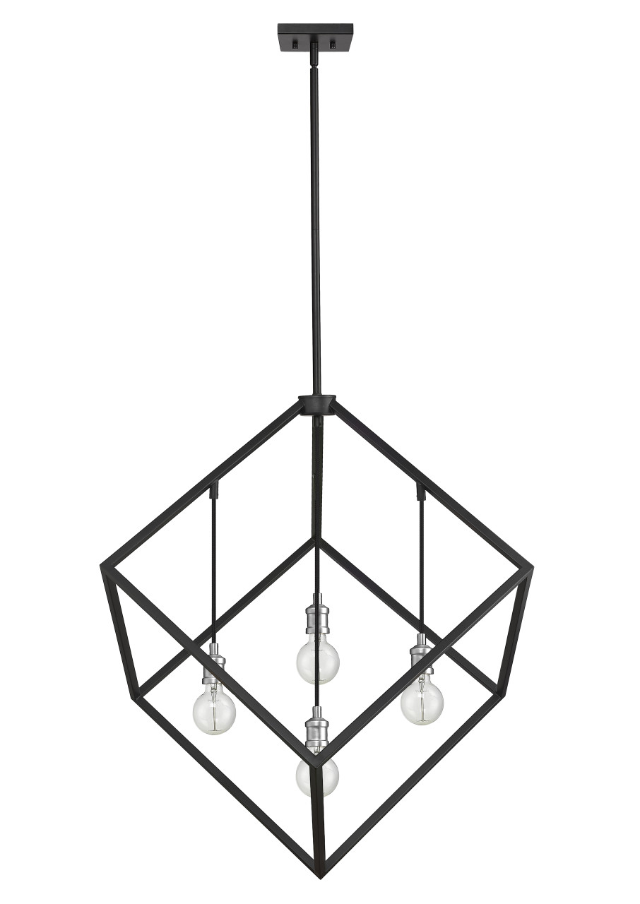 Z-LITE 478P34-MB-BN 4 Light Pendant,Matte Black + Brushed Nickel