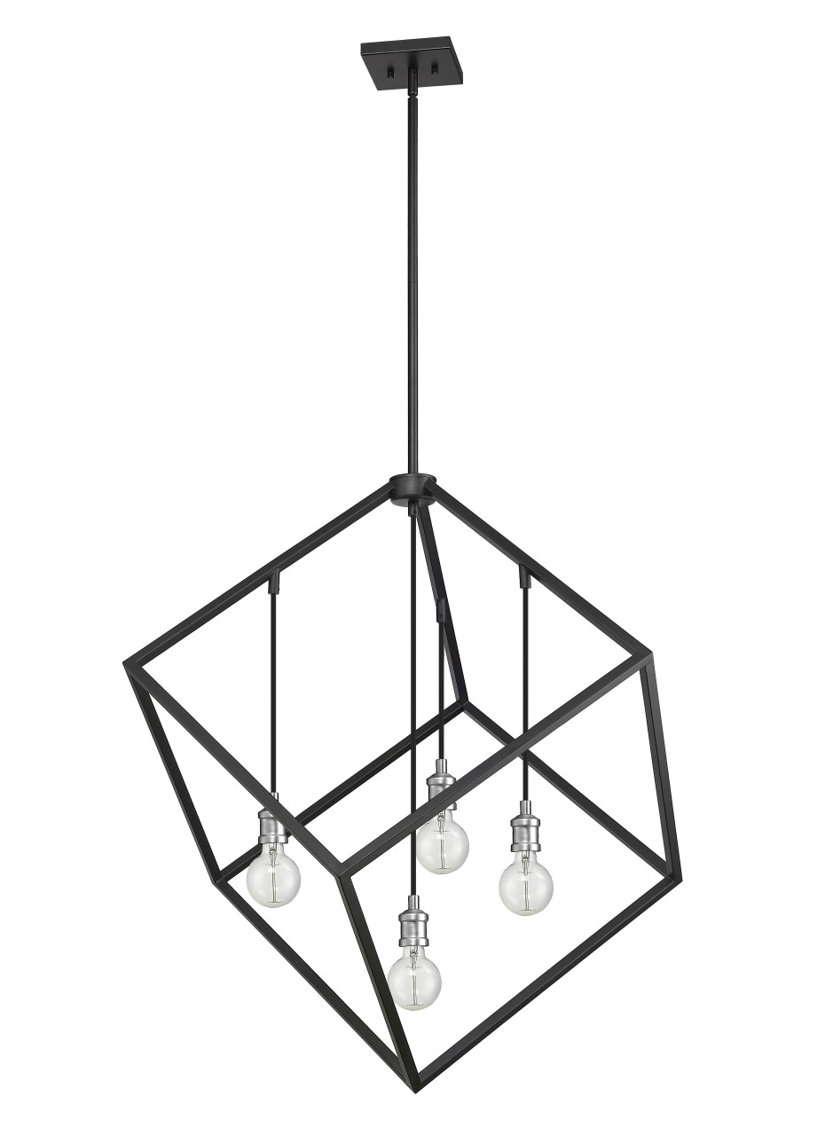 Z-LITE 478P34-MB-BN 4 Light Pendant,Matte Black + Brushed Nickel