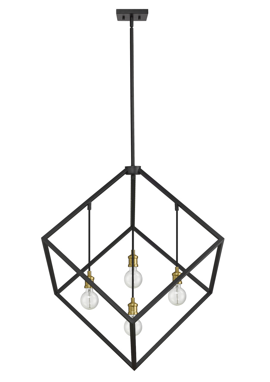 Z-LITE 478P34-BRZ-OBR 4 Light Pendant,Bronze + Olde Brass