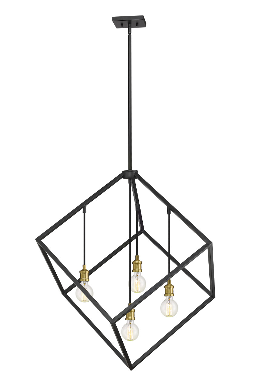 Z-LITE 478P34-BRZ-OBR 4 Light Pendant,Bronze + Olde Brass