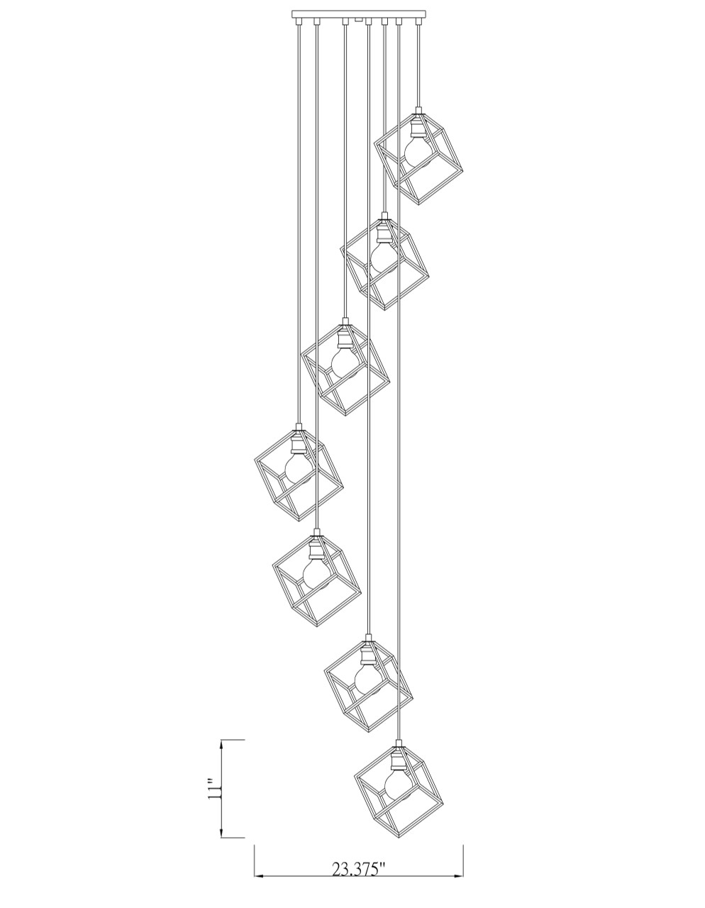 Z-LITE 478-7MB-BN 7 Light Pendant,Matte Black + Brushed Nickel