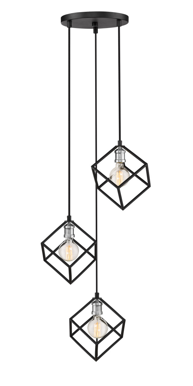 Z-LITE 478-3MB-BN 3 Light Pendant,Matte Black + Brushed Nickel