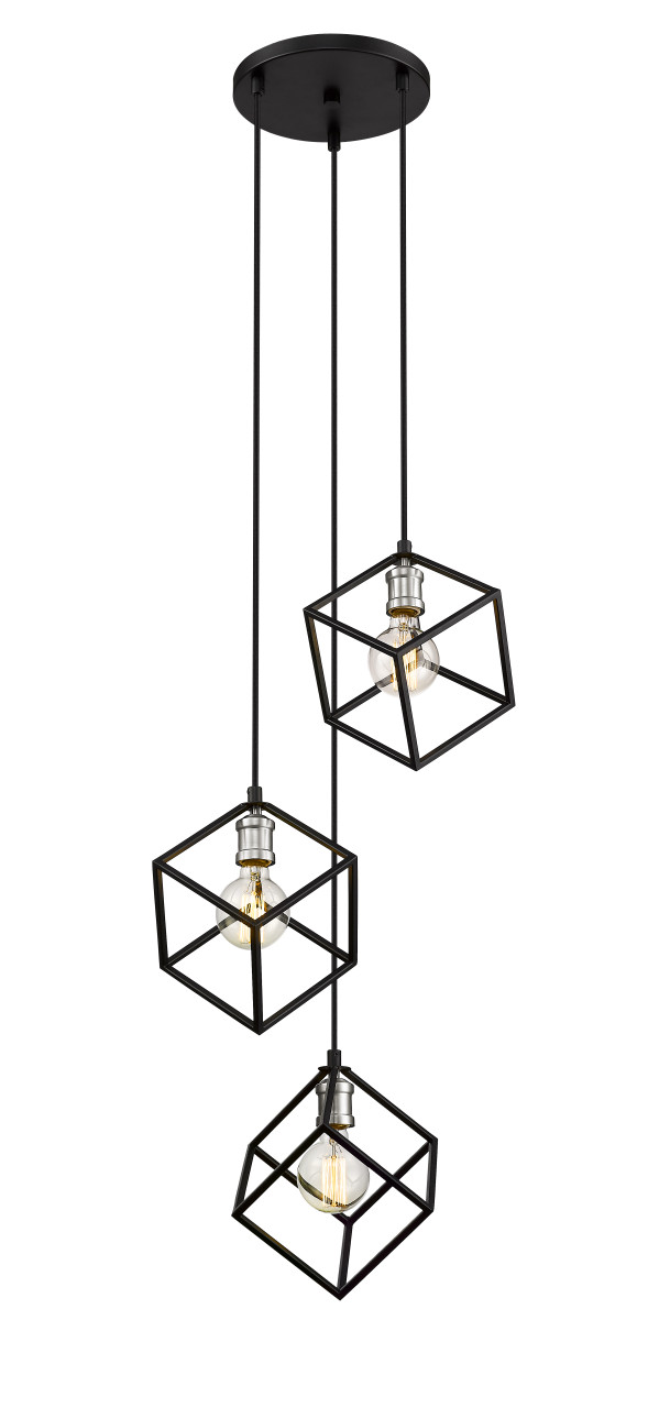 Z-LITE 478-3MB-BN 3 Light Pendant,Matte Black + Brushed Nickel