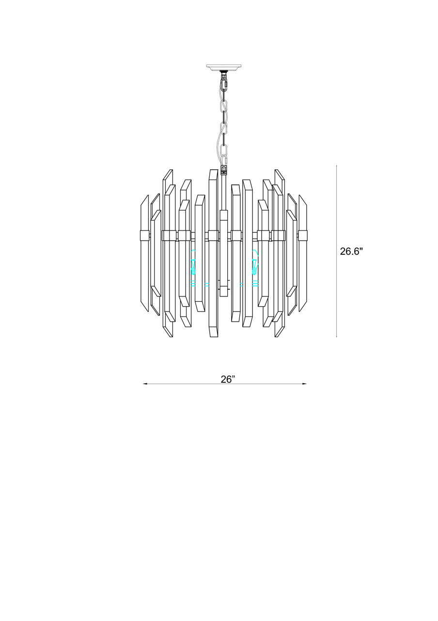 Z-LITE 4006-9PN 6 Light Pendant,Polished Nickel