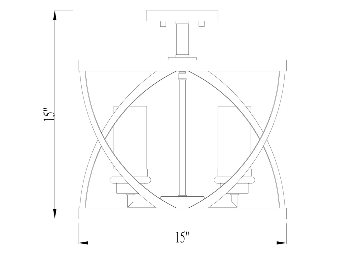 Z-LITE 481SF15-MB-OBR 4 Light Semi Flush Mount,Matte Black + Olde Brass