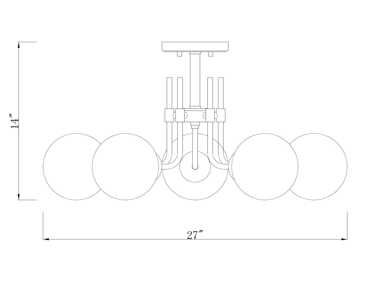 Z-LITE 477-5SF-MB-BN 5 Light Semi Flush Mount,Matte Black + Brushed Nickel