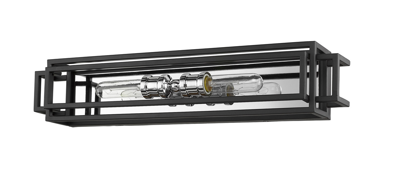 Z-LITE 454-2V-BK-CH 2 Light Vanity,Black + Chrome