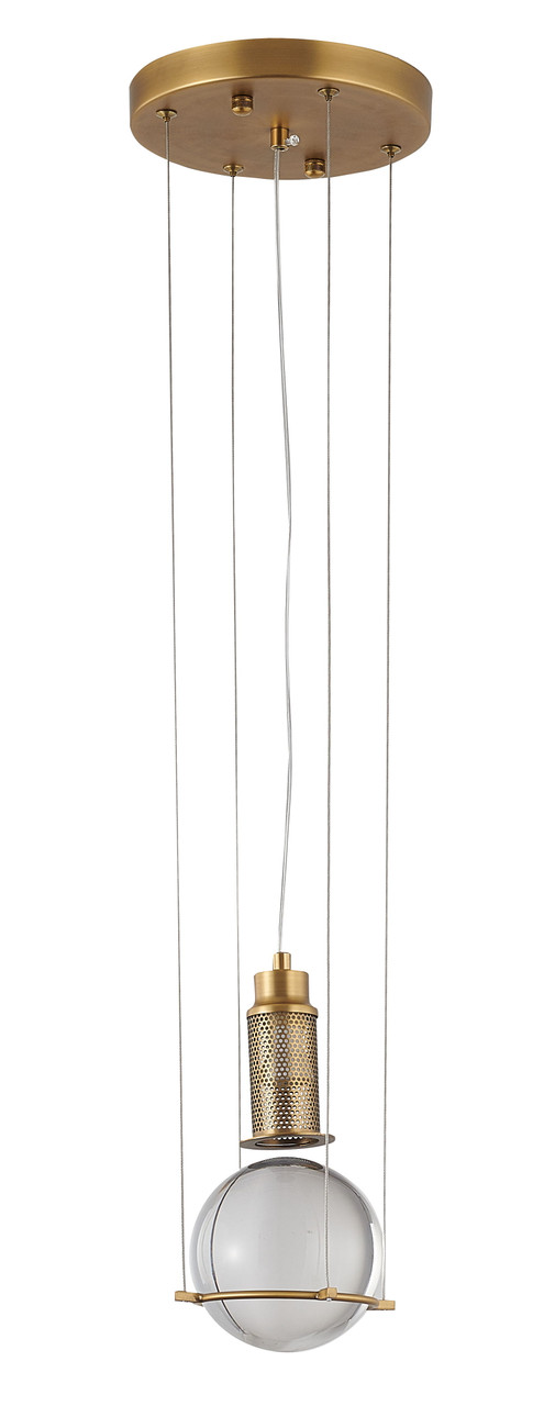 BETHEL INTERNATIONAL MU91P5BR 1-Light Single Pendant Lighting,Antique Brass