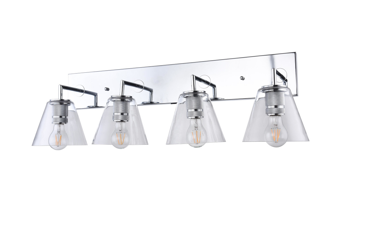 BETHEL INTERNATIONAL DU151W32CH 4-Light Bathroom Vanity Lighting,Chrome