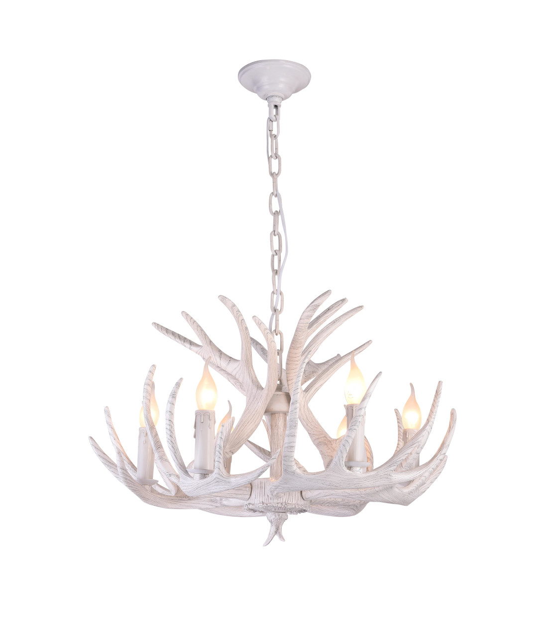 BETHEL INTERNATIONAL YA29C27W 6-Light Antler Lighting,White