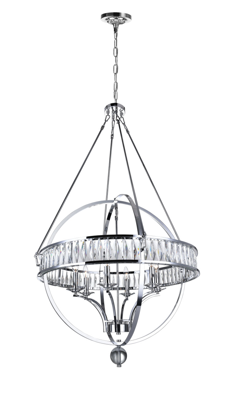 CWI LIGHTING 9957P30-6-601 6 Light  Chandelier with Chrome finish