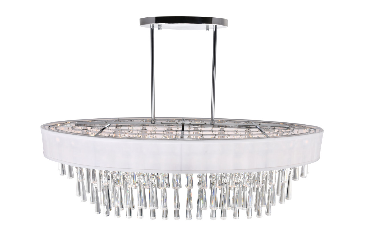 CWI LIGHTING 5523P38C-O (Off White) 8 Light Drum Shade Chandelier with Chrome finish